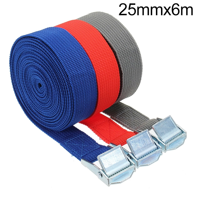 Car Tension Rope Luggage Strap Belt Auto Car Boat Fixed Strap with Alloy Buckle,Random Color Delivery, Size: 25mm x 6m