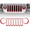 Car Mesh Grille Grill Insert + Headlight Turn Light Cover Trim for Jeep Wrangler JL 2018-2019