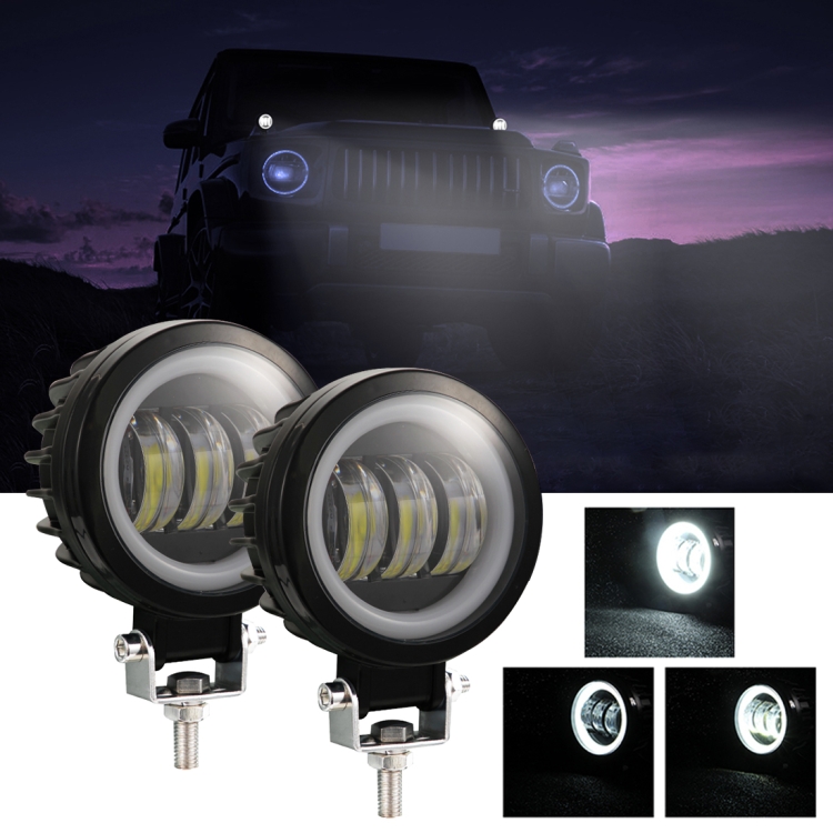 2 PCS Car 4 inch Round Spotlight Work Light with Angel Eyes