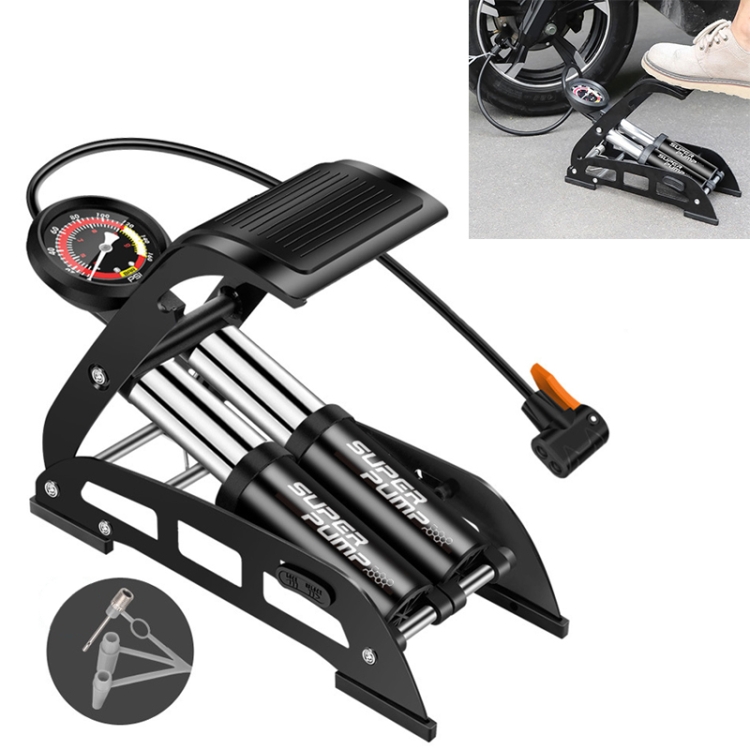 44B-01 Car / Motorcycle / Bicycle Portable High Pressure Double Pipe Inflatable Cylinder Pedal Air Pump