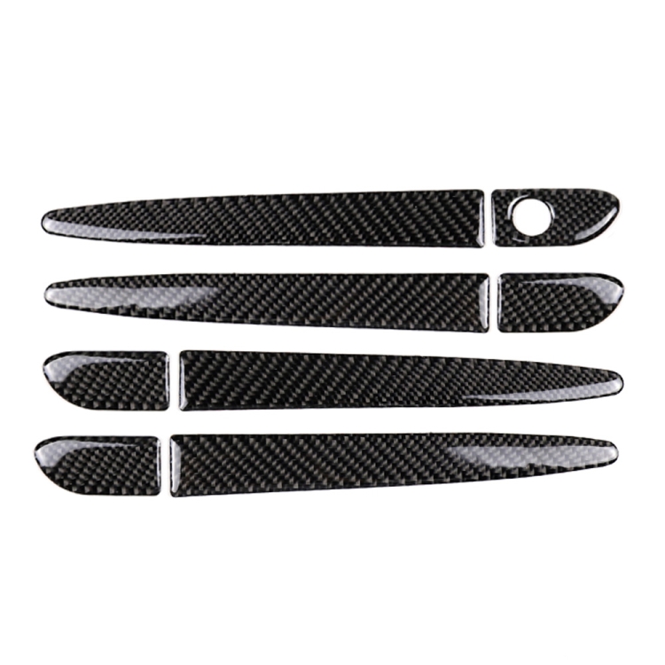 One Set Car Carbon Fiber Outside Door Handle without Smart Hole Decorative Sticker for Mazda CX-5 2017-2018, Left Drive
