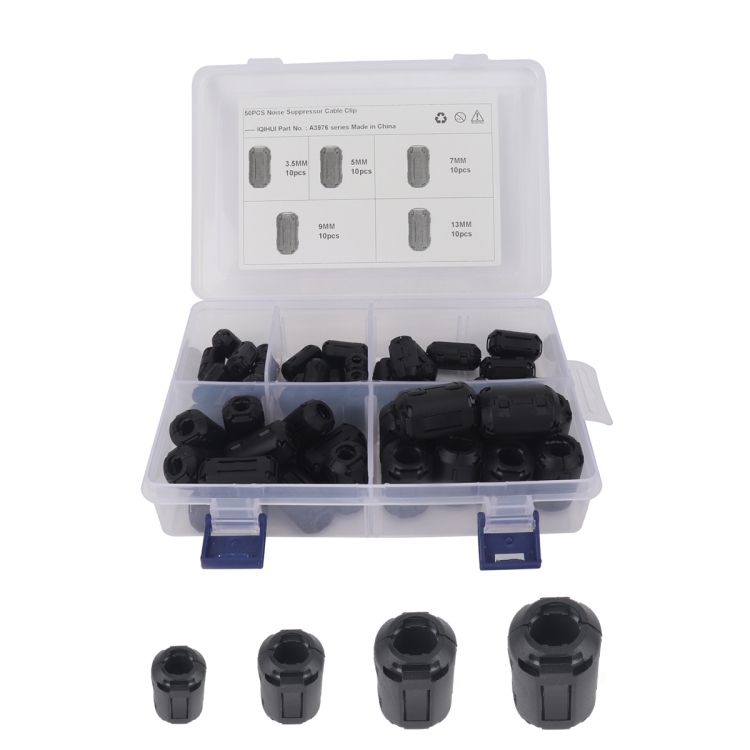 50 PCS 3.5mm/5mm/7mm/9mm/13mm Anti-interference Degaussing Ring Ferrite Ring Cable Clip Core Noise Suppressor Filter
