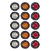 15 in 1 Red + Amber + White Light Truck Trailer LED Round Side Marker Lamp