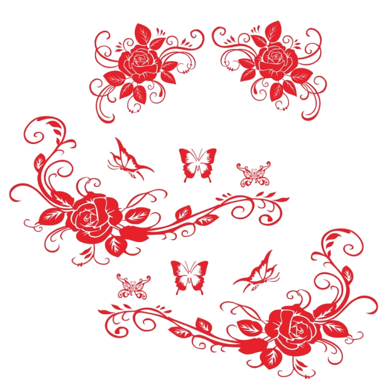 2 PCS/Set D-72 Butterfly Love Flower Pattern Car Modified Decorative Sticker