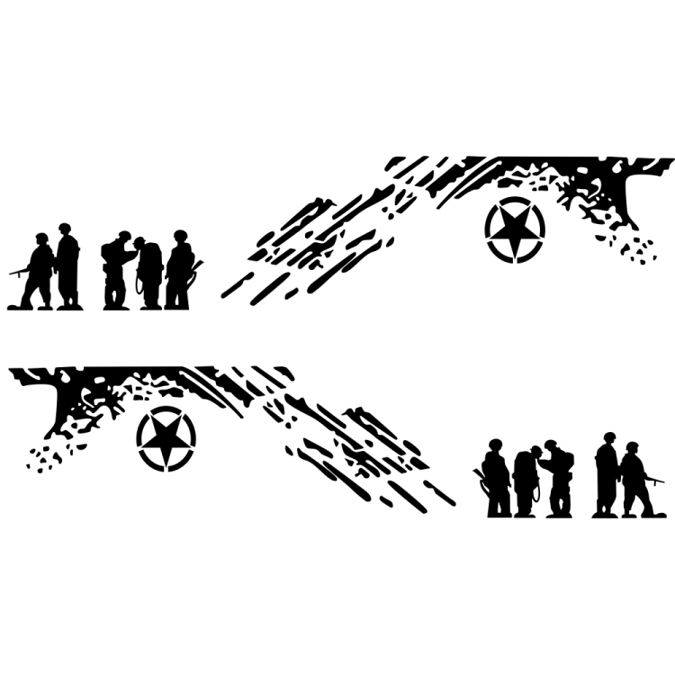2 PCS/Set D-123 Soldiers Pattern Car Modified Decorative Sticker