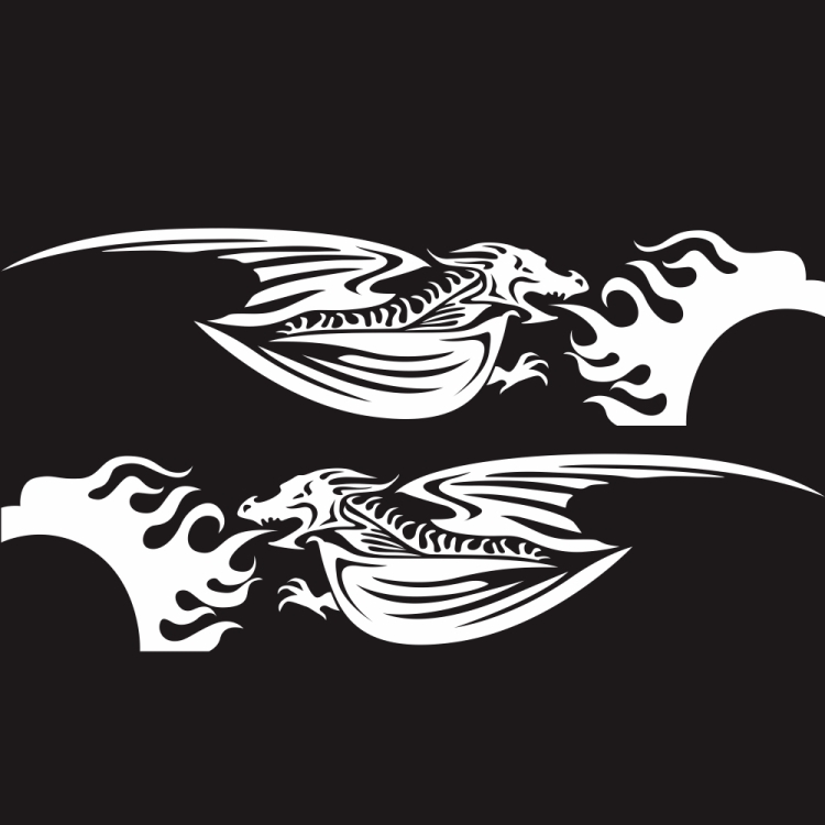 2 PCS/Set D-489 Fire-breathing Dragon Pattern Car Modified Decorative Sticker