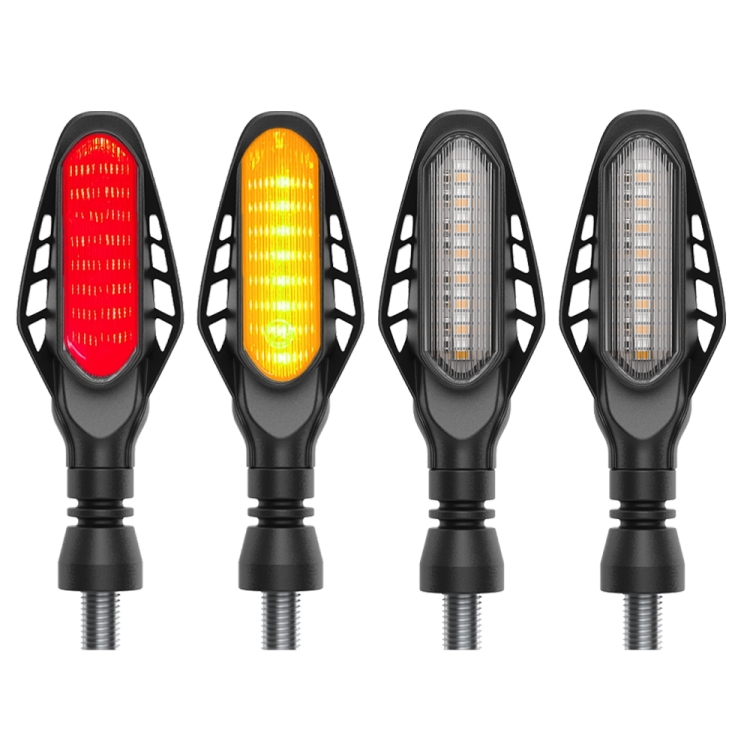 4 PCS Modified Motorcycle 16LEDs Brake Turn Tail Light, Transparent Shell