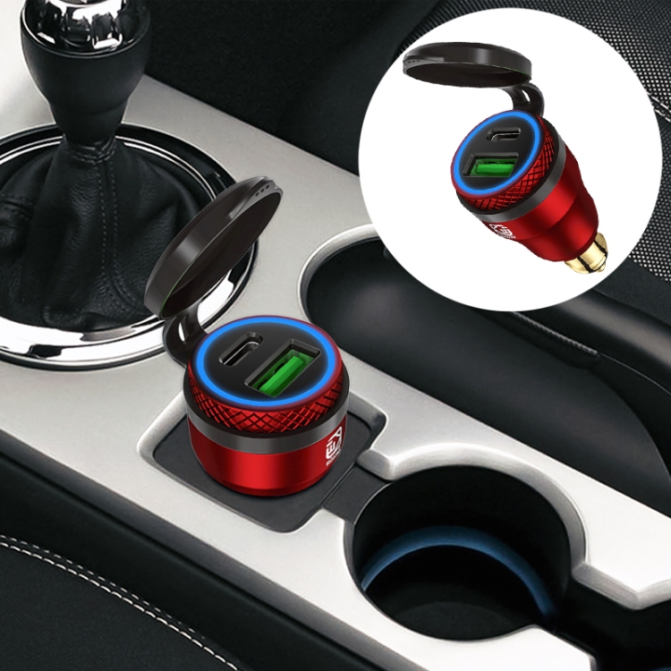 Motorcycle European-style Small-caliber Aluminum Alloy QC 3.0 + PD Fast Charge USB Charger