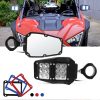 For 1.75 - 2 inch UTV-26 UTV / ATV Three Color Rear Frame Reflective Mirror with LED Lights