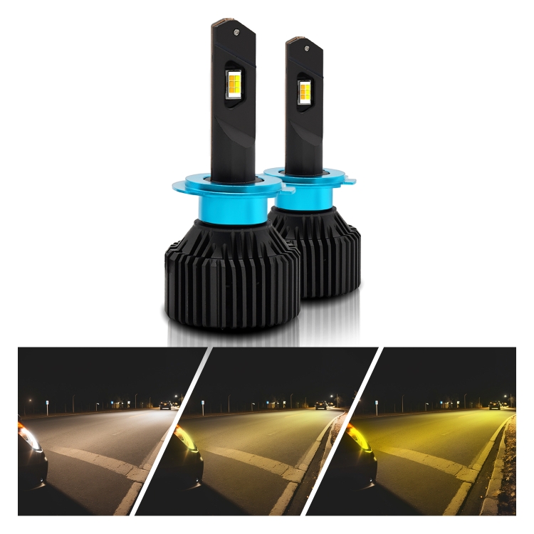 P14 1 Pair H7 DC10-32V / 20W / 6000K / 2000LM IP68 Waterproof Car LED Tri-color Headlight