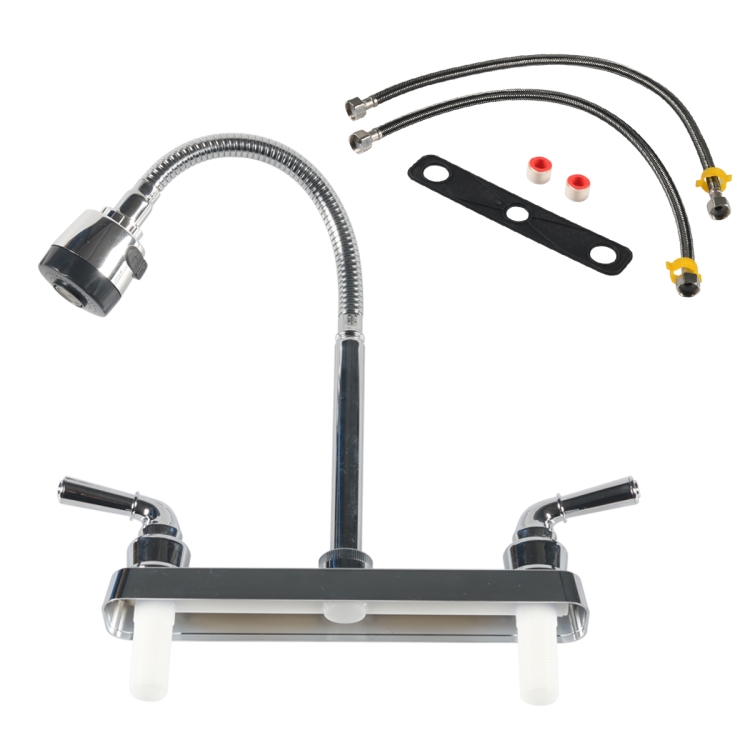 RV Camper Van Double Handle Kitchen 360 Degree Rotating Faucet