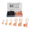 135 PCS Icstation Open Barrel Pure Copper Ring Lug Wire Crimp Terminals Assortment Kit with Heat Shrink Tube