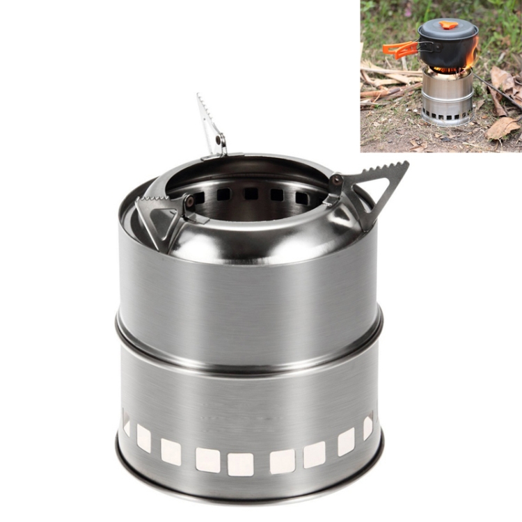Outdoor Camping Mini Stainless Steel Wood-burning Stove Solid alcohol Stove for Picnic Heating