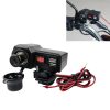 CS-1072B1 Motorcycle Dual USB Charger + Voltmeter with Cigarette Lighter & Cigarette Butts