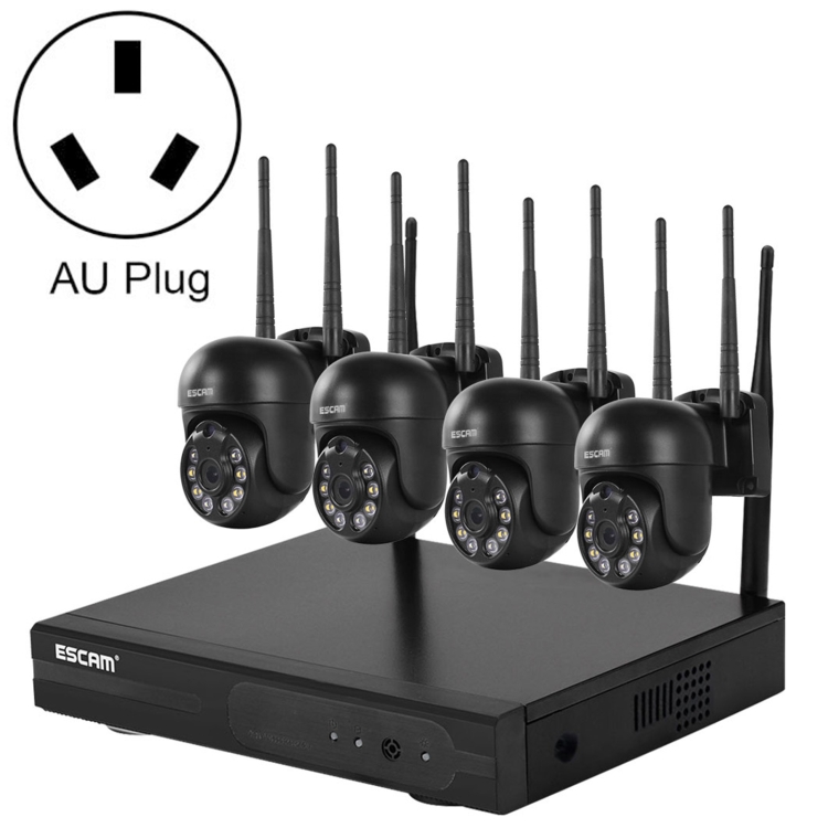 ESCAM WNK614 HD 3.0 Million Pixels 8-channel Wireless + 4IPC Wireless NVR Security System, AU Plug