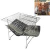 Outdoor Camp Portable Folding Stainless Steel Barbecue Charcoal Grill + Wire Mesh