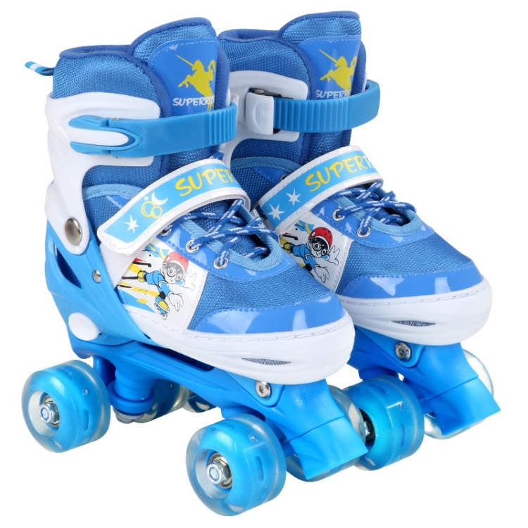 Adjustable Full Flash Children Double Row Four-wheel Roller Skates Skating Shoes, Size : S