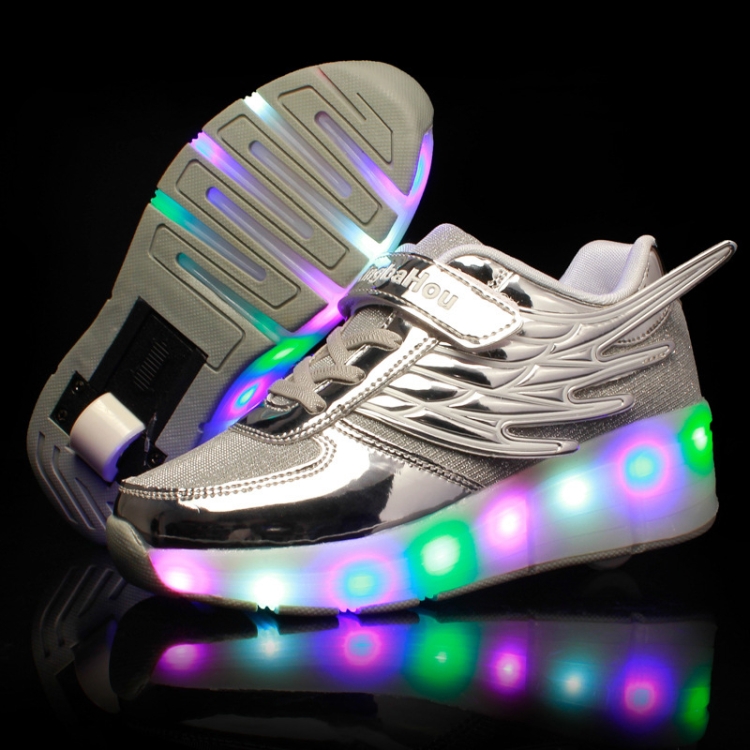 K03 LED Light Single Wheel Wing Mesh Surface Roller Skating Shoes Sport Shoes, Size : 35