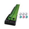 PGM Golf Putting Mat Push Rod Trainer 2.5m, with Three Soft Balls & Three Bicolor Balls & Auto Ball Return Fairway