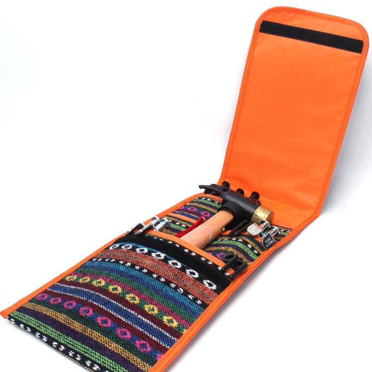 Hiking Camping Ethnic Style Tent Hammers Bag Portable Tent Nail Pegs Storage Case Pouch