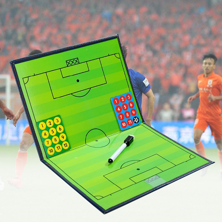 Foldable Football Coach Demonstration Board Magnetic Football Coach Board Clipboard Book Cover with Pen