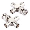 2 PCS 1 x BNC Male to 3 x BNC Female Connector, Cross Type
