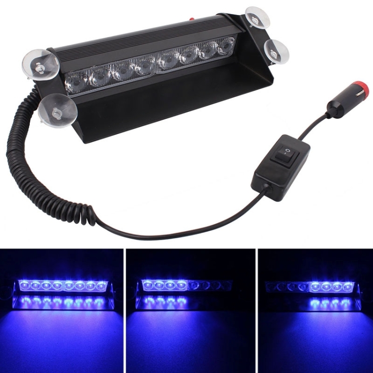 8W 800LM 8-LED 3-Modes Adjustable Angle Car Strobe Flash Dash Emergency Light Warning Lamp with Suckers, DC 12V