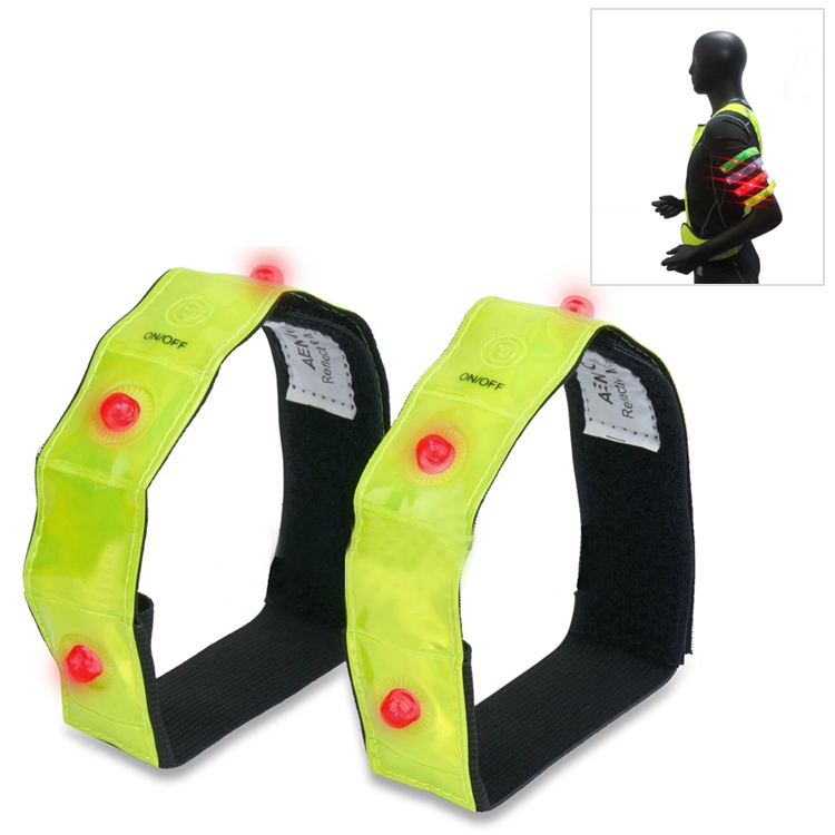 2 PCS 4 LED Lights Safety Run Reflective Arm / Leg Bands