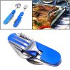 6-in-1 Stainless Steel Travel / Camping Folding Cutlery Set, Spoon + Fork + Knife +  Bottle Opener Set