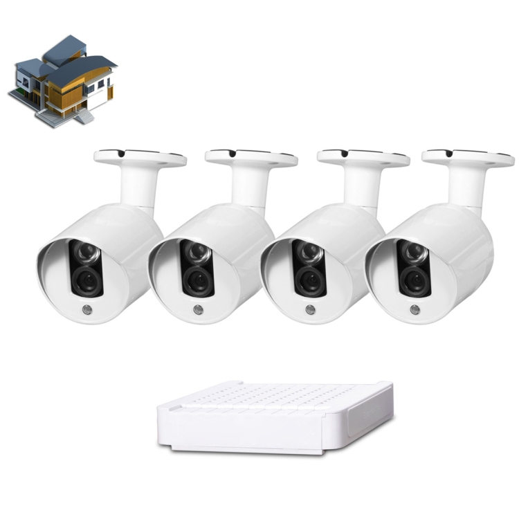 N4B3-Mini/L 4Ch 720P P2P ONVIF 1.0 Mega Pixel IP Camera NVR Kit, Support Night Vision / Motion Detection, IR Distance: 20m