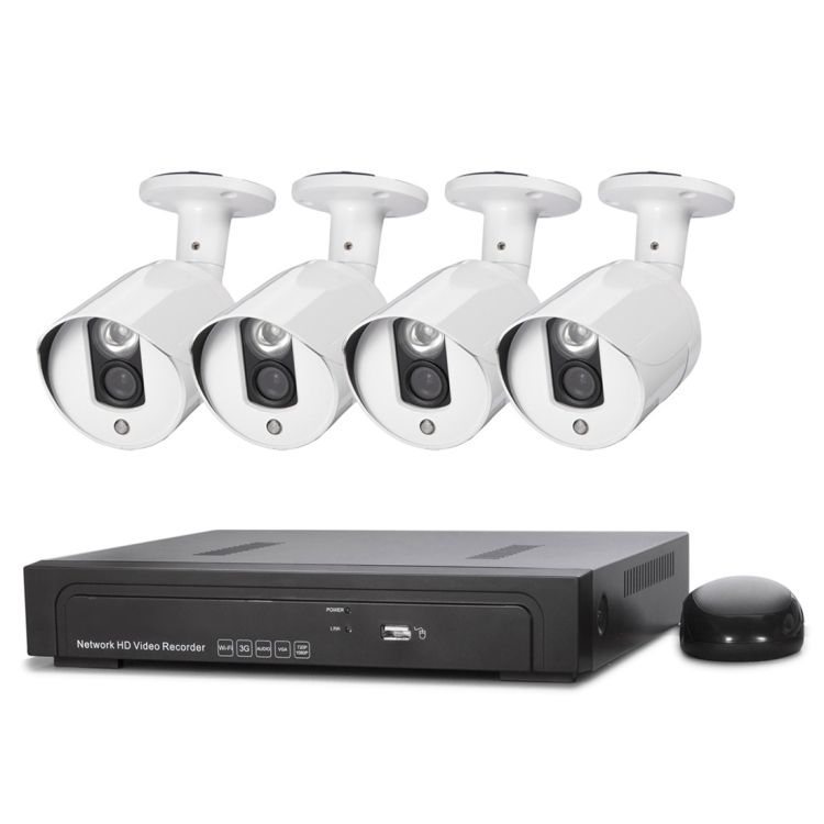 N4B3Poe 4Ch 720P P2P ONVIF 1.0 Mega Pixel IP Camera NVR Kit, Support Night Vision / Motion Detection, IR Distance: 20m