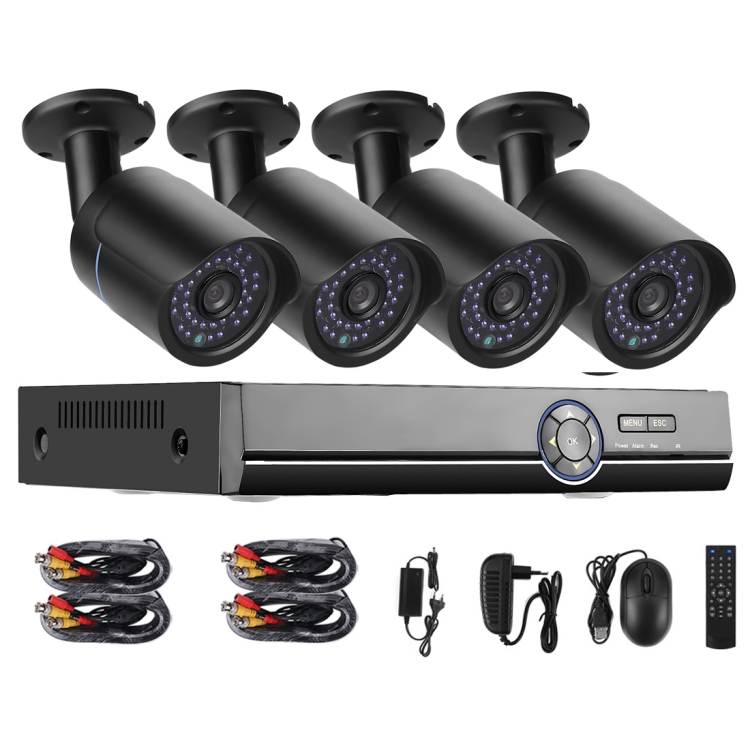 A4B5 4 Channel 720P 1.0 Mega Pixel 4 x Bullet AHD Cameras AHD DVR Kit, Support Night Vision / Motion Detection, IR Distance: 20m