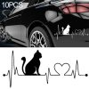 10 PCS Pet Cat Heartbeat Lifeline Vinyl Decal Creative Car Stickers Car Styling Truck Accessories,  26.5x12CM