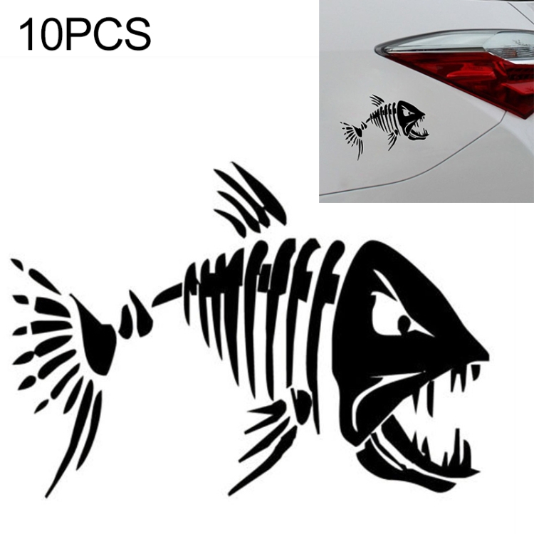 10 PCS YOJA Mad Fish Funny Decal Car Window Decoration Vinyl Stickers Motorcycle Accessories, 11x7CM