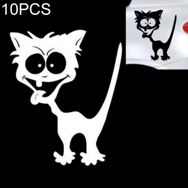 10 PCS Cat Pattern Car Styling Sticker Reflective Waterproof Vinyl Funny Car Sticker, Size: 13×11cm
