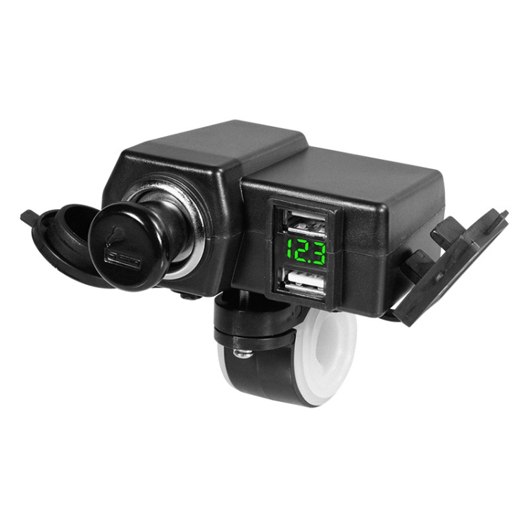 Motorcycle Car Dual USB Mobile Phone Charger With Cigarette Lighter Interface Multi-function Digital Display Car Charger