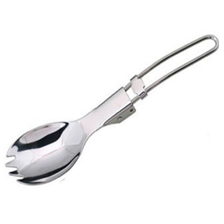 2 PCS Outdoor Camping Hiking Stainless Steel Metal Fork Spoon Tableware Cookout Picnic Folding Spork