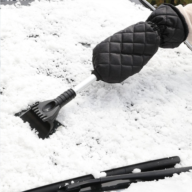 Vehicle-mounted Retractable Snow Shovel With Plush Gloves To Keep Warm Snow Removal Frost And Deicing Tools