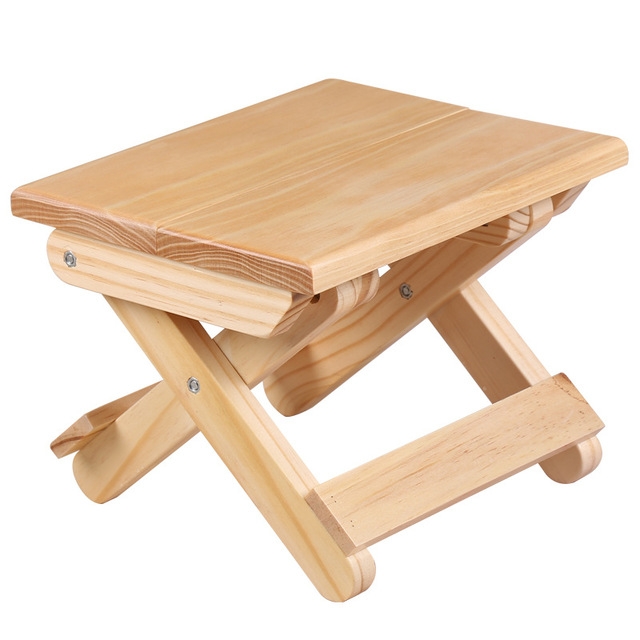 Portable Simple Pine Solid Wooden Folding Stool Outdoor Fishing Chair Stool