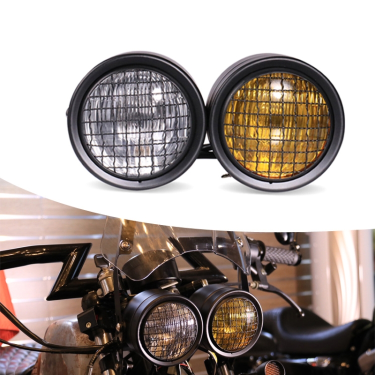 Motorcycle Retro Headlight CG125 Metal Universal Headlight Retro Dual Lamp