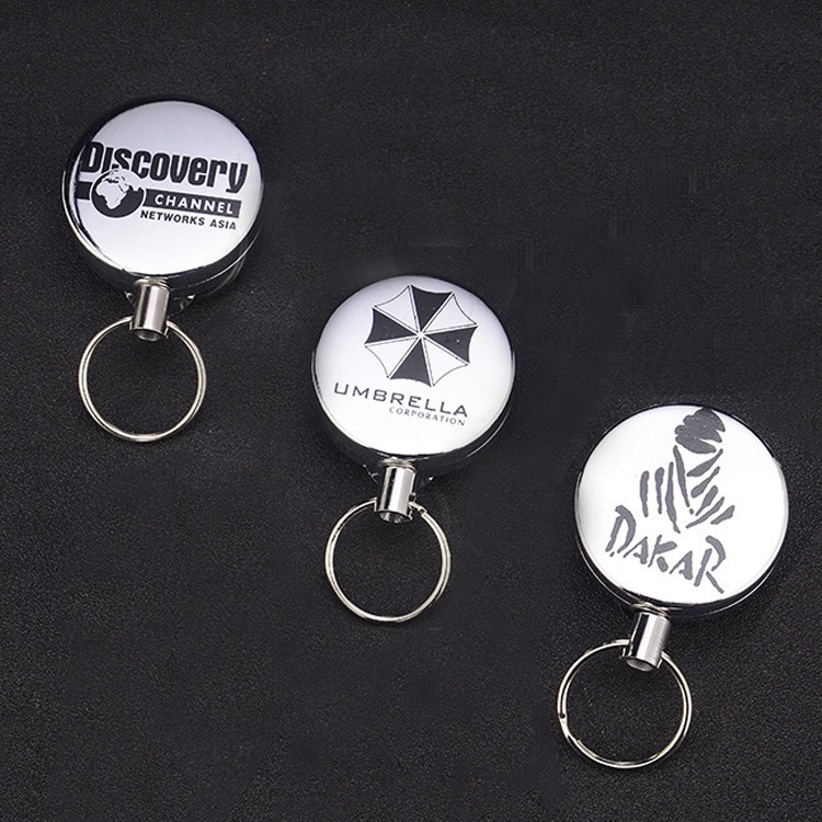 High Elasticity Retractable Wire Rope Key Ring Outdoor Anti-Lost Anti-Theft Retractable Key Ring Random Pattern Delivery