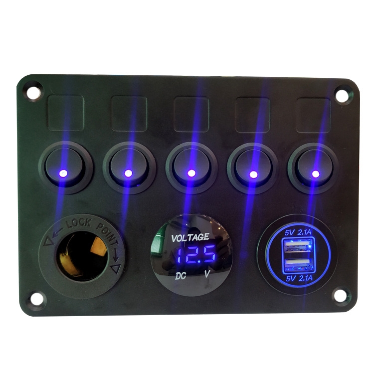 RV Yacht Car Combination Cat Eye Switch Dual USB Car Charging Control Panel With Voltmeter