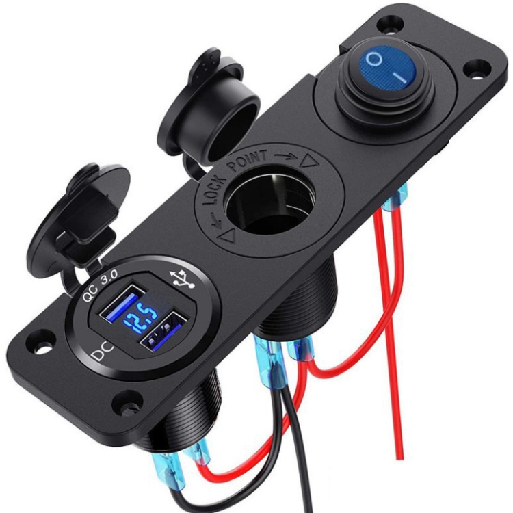 12-24V Car Ship Waterproof USB Charging Cigarette Lighter Master 3 In 1 Combined Panel Switch