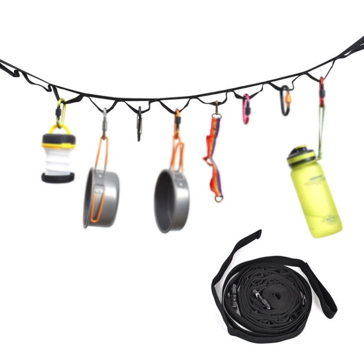 Outdoor Camping Tents Storage Clothesline 19 Ring Wild Camp Straps Lanyard, Length: 4.3m