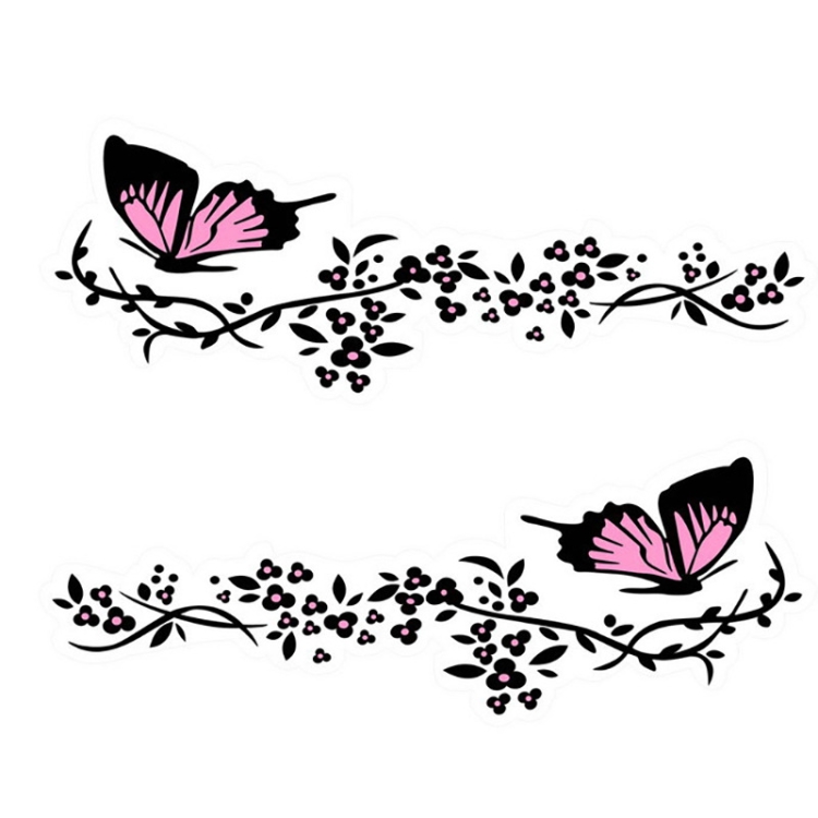 2 Pairs R729 Butterfly Flower Car Sticker Butterfly Love Flower Personality Engine Cover Body Decorative Sticker