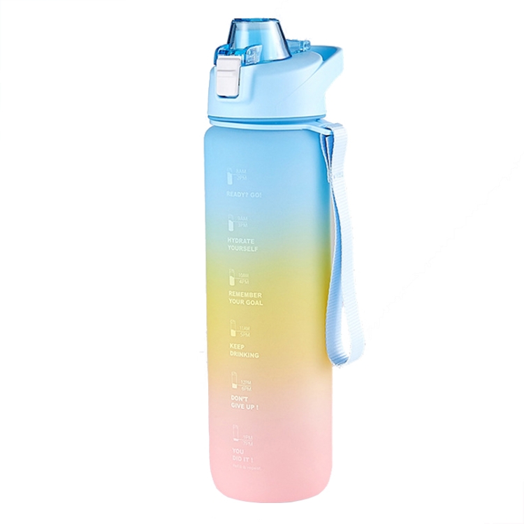 1000ml Large Capacity Gradient ColorsPlastic Sports Water Cup