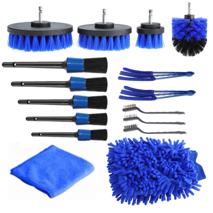 16 PCS / Set Car Washing Tool Brush Drill Cleaning Brush Tire Cleaning Floor Brush