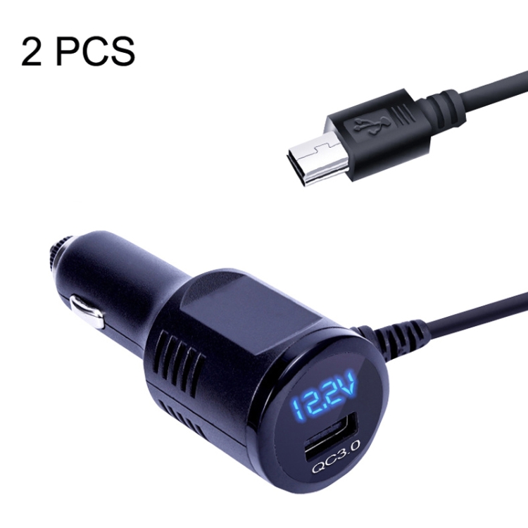 2PCS JY-032 USB Plug Digital Display Fast Charge Car Charger, Style:
