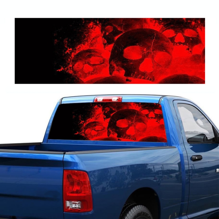 D-954 Flame Skeleton Rear Window Pattern Sticker Truck SUV Behind Wind Glass Stickers