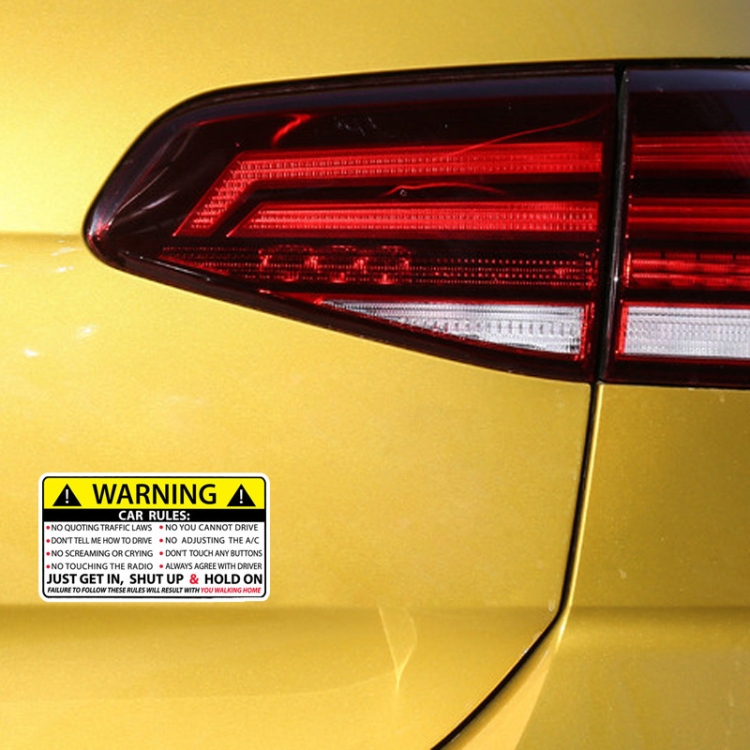 Car Safety Warning Rules Sticker